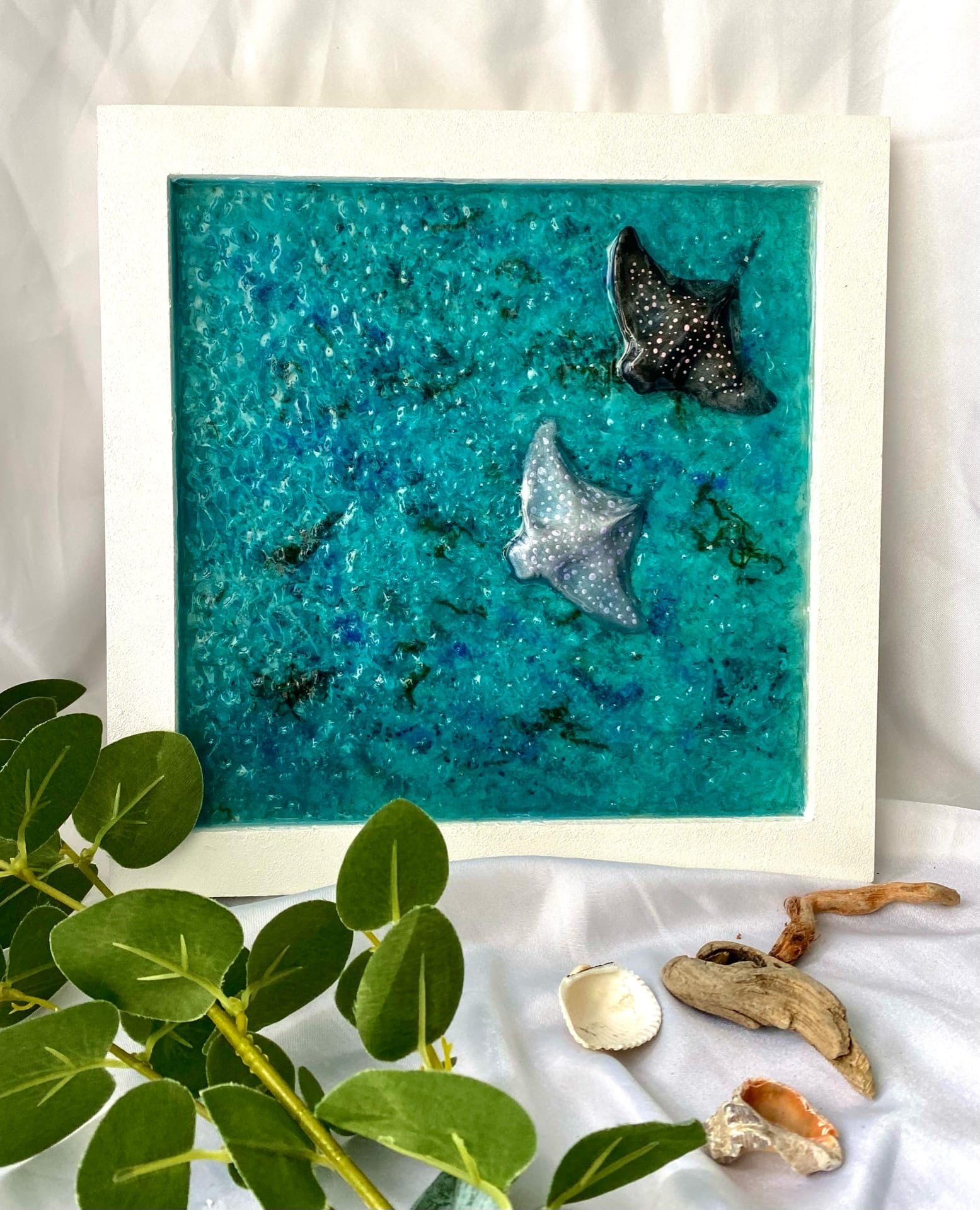Wall picture wood epoxy resin sea handmade abstraction home decor gift body wave