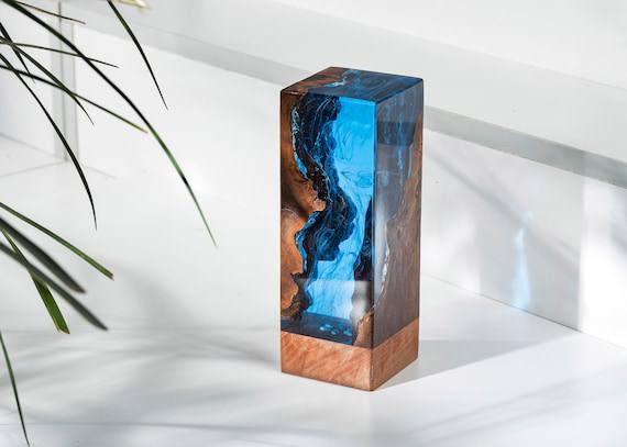 Deep blue sea, night light, epoxy lamp, resin lamp, resin night light, epoxy resin lamp, table lamp, custom night light,
