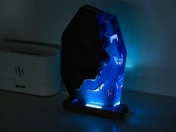 Polygon deep whale sea, night light, epoxy lamp, resin lamp, lamp night, light, epoxy resin lamp, lamp, custom night