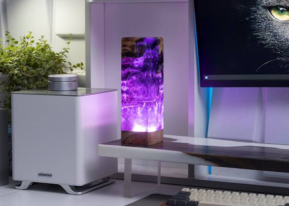 Deep purple sea, night light, epoxy lamp, resin lamp, lamp night , epoxy resin lamp, table lamp, custom night ligh, lamp